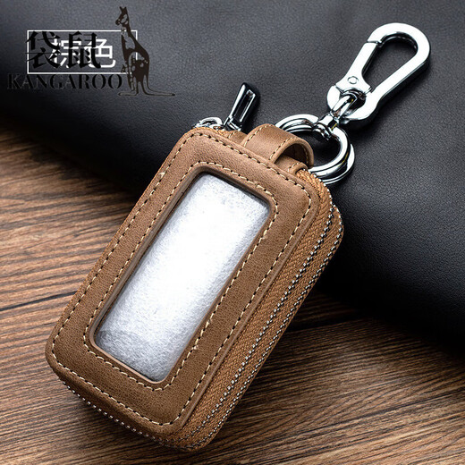 Bolsa de llave de cuero de canguro (canguro) para hombres y mujeres gran capacidad de gran capacidad general Bolsa de llave de automóvil de doble cintura de doble cintura de doble cintura negro