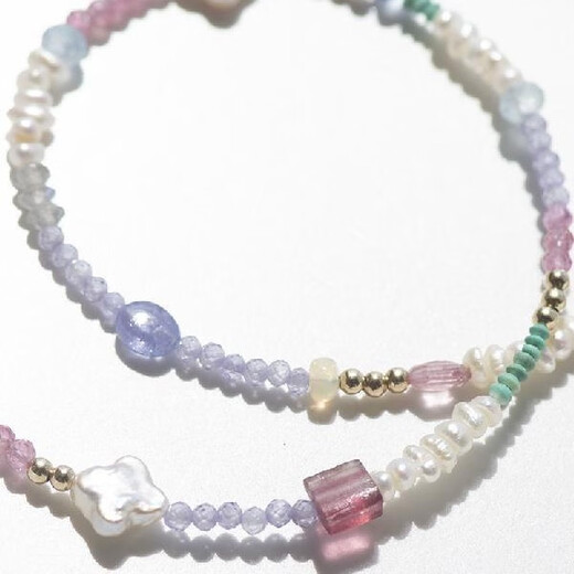 Li Shen Ji Cai Natural Tourmaline Pearl Tanzanite Original Niche Choker Necklace Customized Adjustable Chain 38-45cm No Specifications