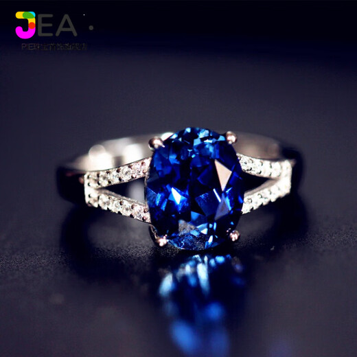 Jea.Pie boutique 2025 new tanzanite ring 925 silver herringbone style natural l tanzanite sapphire women's silver main stone 8X10mm live ring