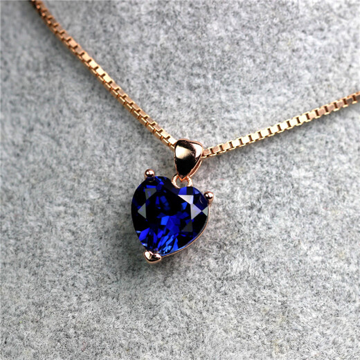 Remnant heart-shaped tanzanite pendant for women, sterling silver single pendant, tanzanite sapphire necklace, versatile blue simple gemstone pendant, white gold (main stone 10X10mm) without chain