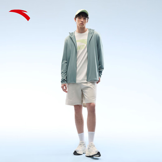 安踏（ANTA）外套男秋季新款运动开衫连帽防泼水夹克风衣健身跑步运动服 青恒绿-3 XL (男180)