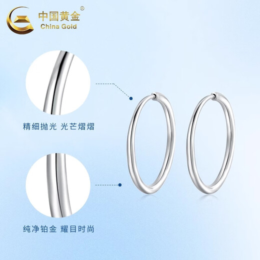 China Gold (CHINA GOLD) PT950 Platinum Aperture Earrings for Women Circle Platinum Earrings Earrings Wedding and Birthday Gifts for Girlfriends and Wife PT950 Platinum Small Aperture Earrings About 1.1g