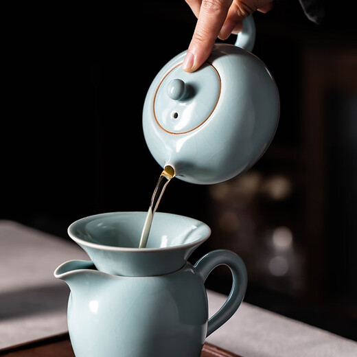 Porcelain Friends Ming Tian Qing Ru Kiln Tea Set Home Office Guest Gift Box Kung Fu Tea Cup Xi Shi Pot Tea Holiday Gift