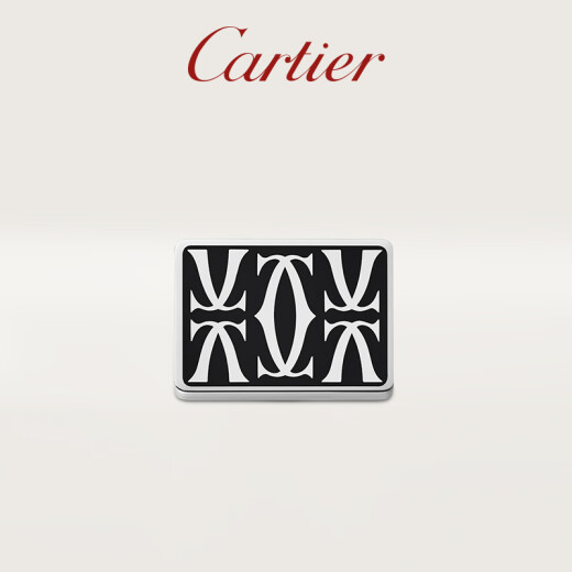 卡地亚（Cartier）店C de 袖扣 纯银镀钯黑漆袖扣 纯银镀钯