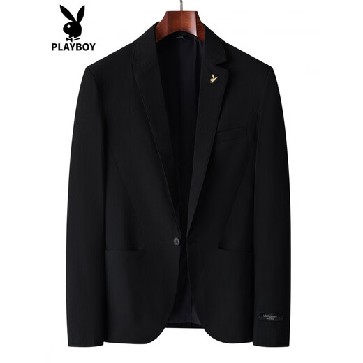 Playboy suit suit men's casual jacket spring and autumn business formal wear high-end groomsmen suit wedding suit suit for men black single suit 2XL 180 recommended 130-145 Jin Jin equals 0.5 kg