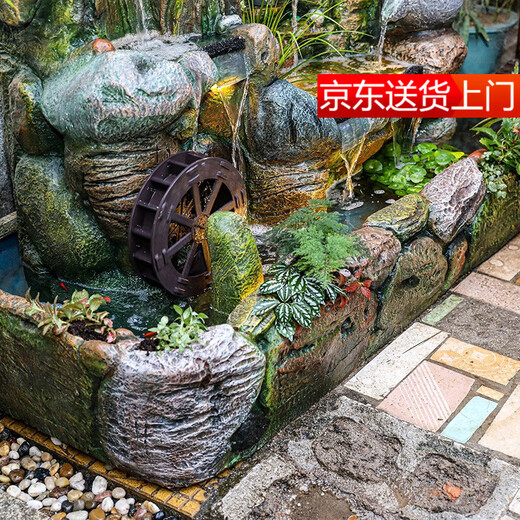 缘泉家大型田园假山喷泉流水鱼池客厅办公加湿室外花园水幕山水庭院摆件 688款小号-110x68x110cm 热卖款