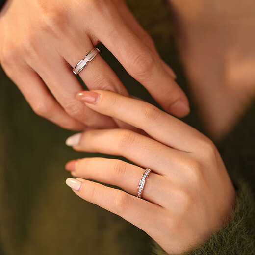 Pt950 platinum perfect match ring couple light luxury niche design closed ring men and women wedding ring pair light luxury style perfect match female ring