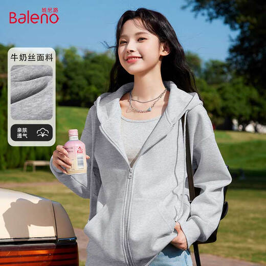 Baleno hooded trendy sweatshirt for women in 2025 spring and autumn new casual small sports cardigan Korean atmosphere clothing