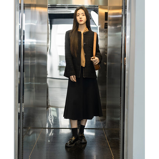 Beanpole New Year's gift including cashmere women's small fragrant tweed fashionable urban intellectual style single suit jacket black S 160/84A