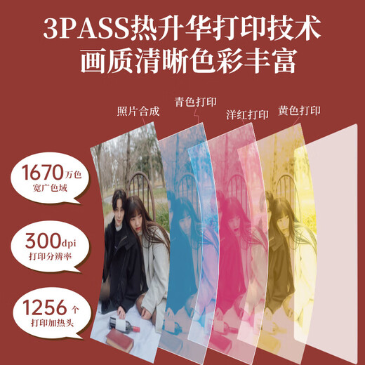 Hanyin Z3 instant camera red mini portable mobile phone high-definition photo printer directly prints photos for home students, children and ladies digital camera gift