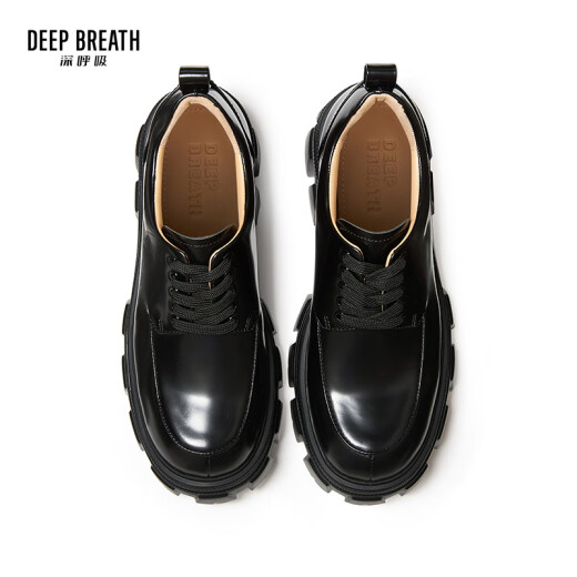 DEEP BREATH深呼吸女鞋牛皮厚底低帮绑带绅士鞋女鞋厚底鞋AX13066 黑 35