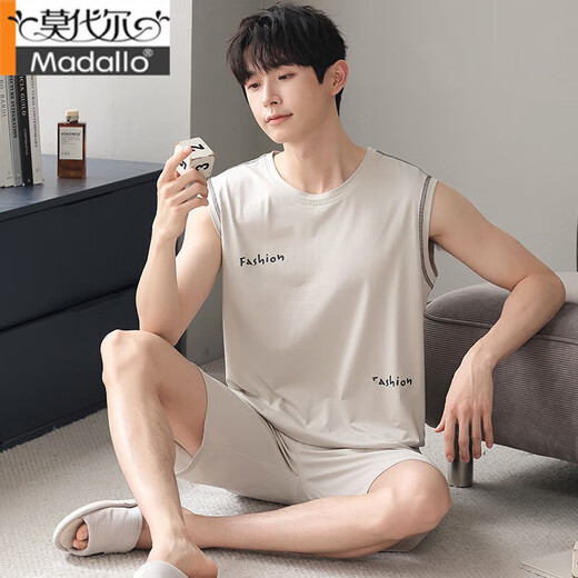 Modal men's pajamas summer sleeveless vest shorts thin cool ice silk casual home clothing set Sn9214 ​​L men-