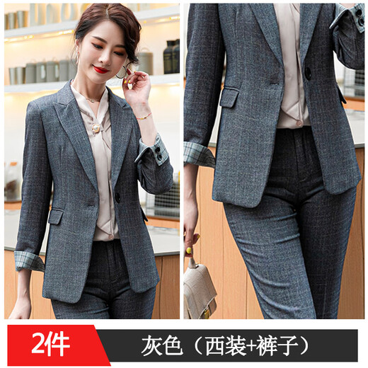 Purple Charming Black Suit Jacket Women's Short Style Small Spring Autumn Winter New Slim Fit Ladies Casual Suit Gray Suit M (Recommended 90-100 Jin Jin equals 0.5 kg)