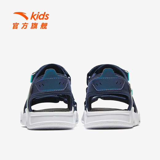 ANTA children's sandals, girls' shoes, 2025 summer new children's sports shoes, open-toe arch beach shoes, boys, new ink blue/fluorescent aqua-9 34