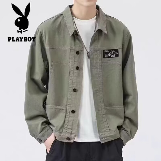 Jacket Playboy Spring et automne 2025 Nouvelle chemise Automne Veste de travail masculine de la veste de début d'automne [Version mise à jour] K12806 Gray 5xl [suggéré 180-200jin [Jin est égal à 0,5 kg]]]