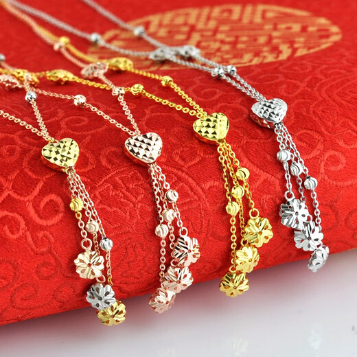 Youshu Necklace Women's 925 Sterling Silver Plated 18K Color Gold Necklace Color Silver Tassel Clavicle Chain Women's Simple Birthday Gift for Girlfriend Gold Color Ordinary Packaging