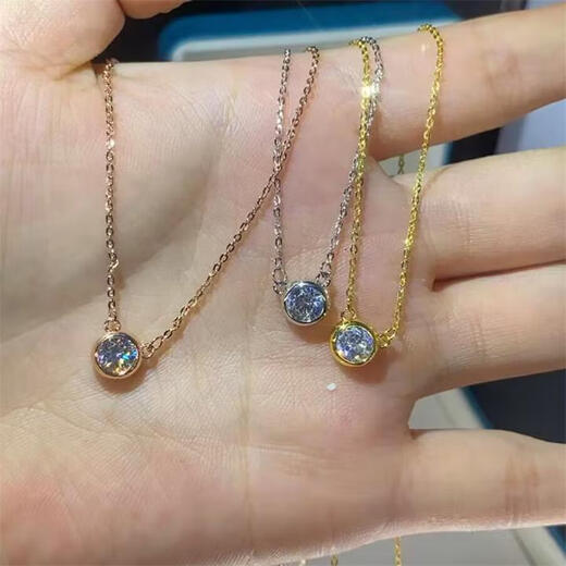 Shien 18k necklace moissanite rose gold classic gold fashion pendant clavicle chain women full super flash luxury neck necklace skirt necklace large size color remarks