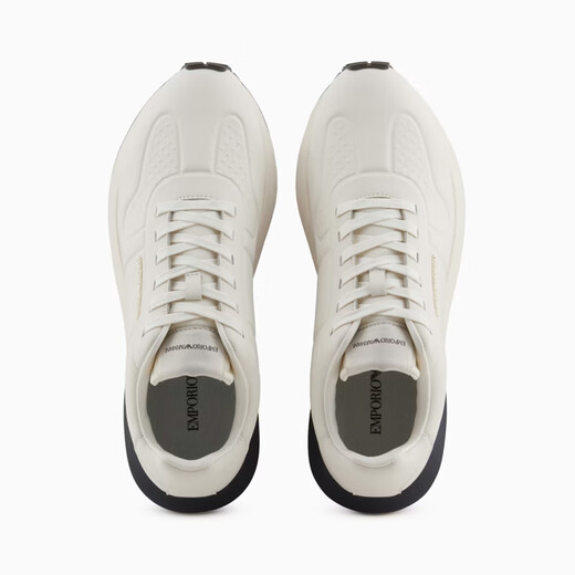 阿玛尼（ARMANI）新款男士牛皮革休闲鞋 EA品牌徽标低帮厚底运动鞋 时尚大牌男鞋 白色 X4X684（00894） 42.5 码