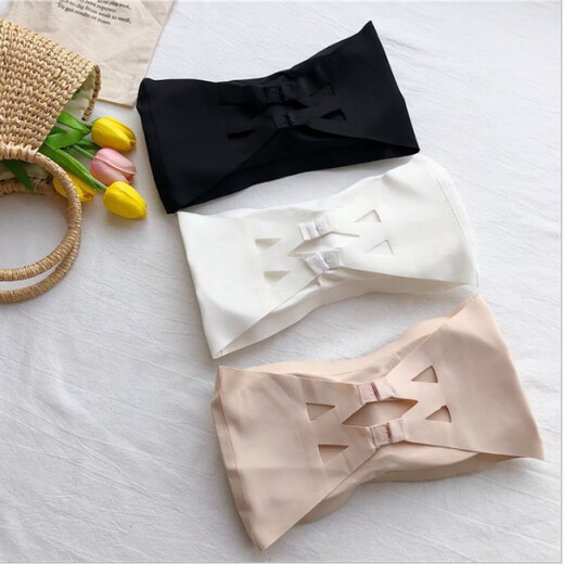 Wife Meiren ice silk anti-exposure tube top one piece with breast pad beautiful back wrap bust one-line bust for women strapless bust summer 2-button skin one size