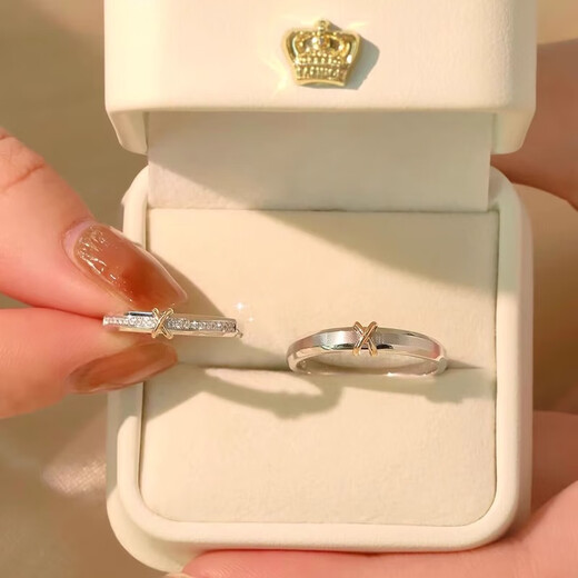 MZMZ platinum couple ring pt950 platinum engagement diamond ring Valentine's Day birthday gift for girlfriend and wife Light luxury-Xingwei love closed mouth customization/engraving photo here