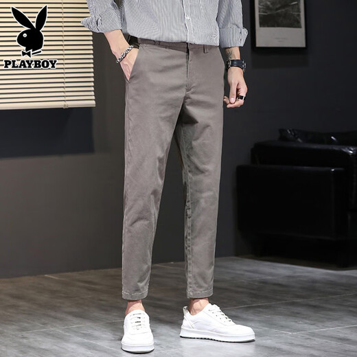 Playboy (Playboy) Pantalones casuales Pantalones pequeños para hombres 2025 Spring New Tendencia de algodón Slim Feal Pantalers Men 1502 Brown [Pantalones de corona] 30 [116-120Jin [Jin equivale a 0.5 kg]]]