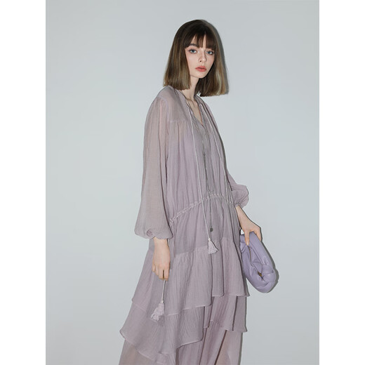 
COCOBELLA tassel streamer lotus leaf big sway Xialaiser dress suspender skirt two-piece set FR7028 pink lily S
