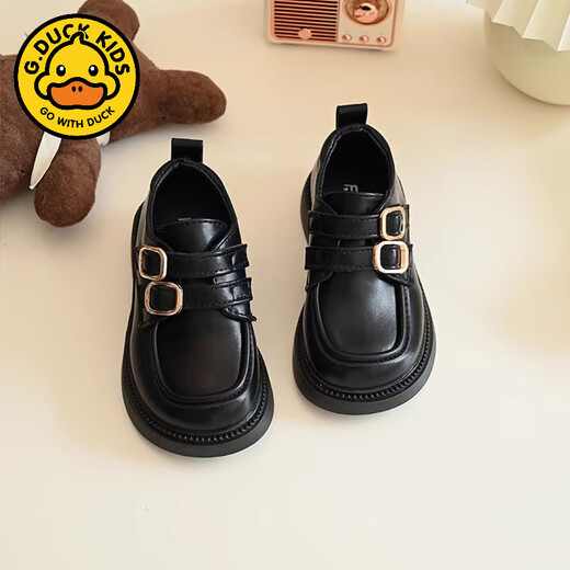 G.duck Girls' Small Leather Shoes Spring and Autumn Black Children's Performance Shoes Soft Sole British Style Student Princess Loafers for Middle and Large Children 929 Brown 34 Inner Length 20.8cm