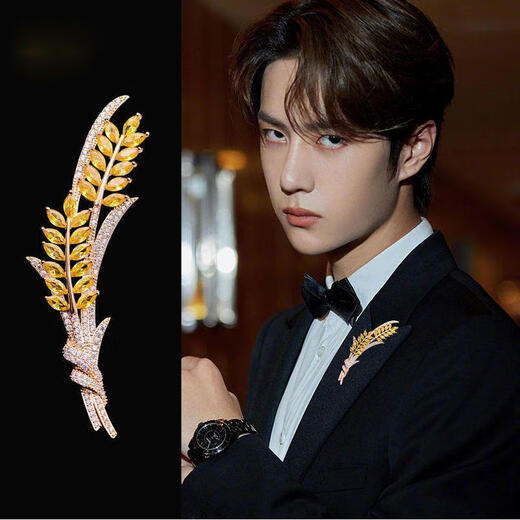 Naiya brooch light luxury class men's fashion golden wheat corsage suit men's suit men's coat pin decoration style two