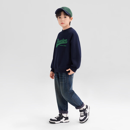 Zuoxi boys' velvet thickened sweatshirt winter 2025 new children's top long-sleeved winter wear warm gray 140