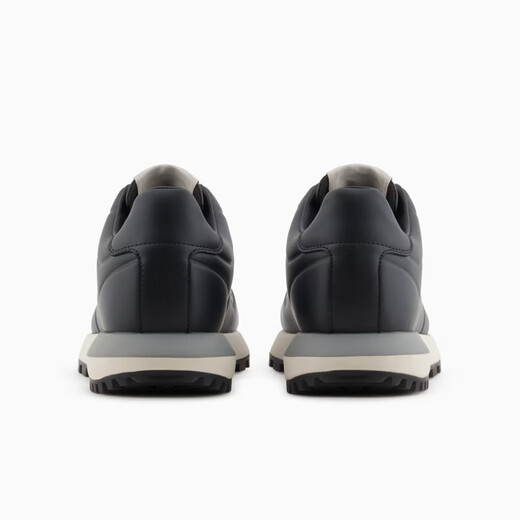 阿玛尼（ARMANI）新款男士牛皮革休闲鞋 EA品牌徽标低帮厚底运动鞋 时尚大牌男鞋 蓝色 X4X684（00285） 42 码