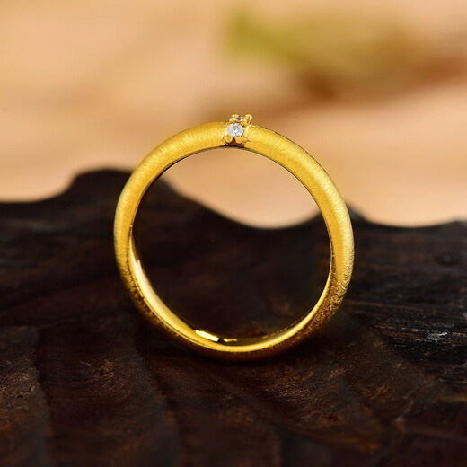 Jin Xiaoxiu pure gold ring brushed moissanite ring inlaid with 999 pure gold stars retro small fragrant style ring for women as a gift total weight 1.5g, No. 12 star moissanite diamond ring - more refunds, less compensation