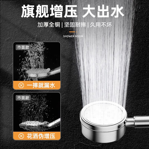 Dee's fine copper hot and cold water mixing valve shower shower faucet three-in-one bathroom double-open mixing valve switch set knob gun gray triple + round shower set