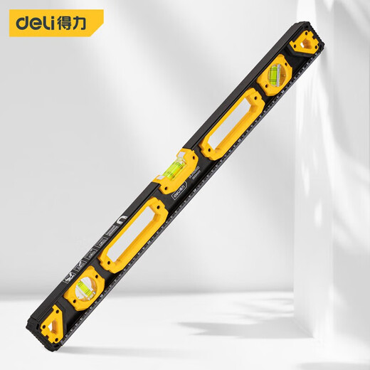 Deli level high-precision solid cast aluminum heavy-duty aluminum alloy fan small precision level leveling scale anti-fall and wear-resistant with strong magnet 60cm three blisters solid aluminum