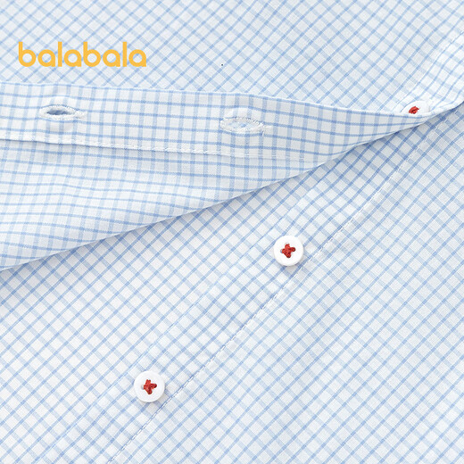 Balabala shopping mall same style children's clothing girls long-sleeved shirt French plaid shirt spring clothing white blue tone 00418 120