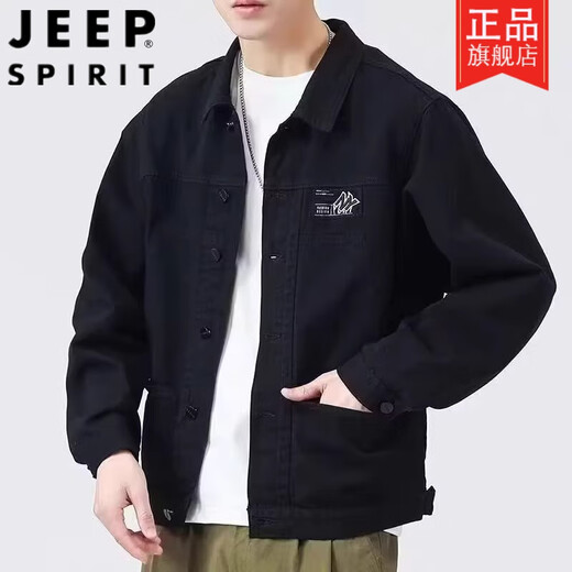Jeep (Jeep) Jacke Herren Frühling und Herbst 2025 Neues Hemd Revers Herbst Herren Work Jacke Frühherbst-Jacke Top [Upgrade-Version] K12806 Black [Empfohlen 168-190jin [Jin Equals Equals]] 4XL