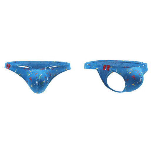 Oloey Sexy Men's Sous -wear imprimé de peinture de coton imprimé string respirant et dominant. Deep Prince Blue L Taille européenne