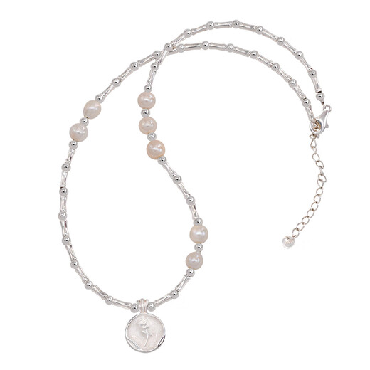 Youshu light luxury niche sterling silver pearl necklace for women 2024 new style French drip glaze flower necklace flower round brand style in stock