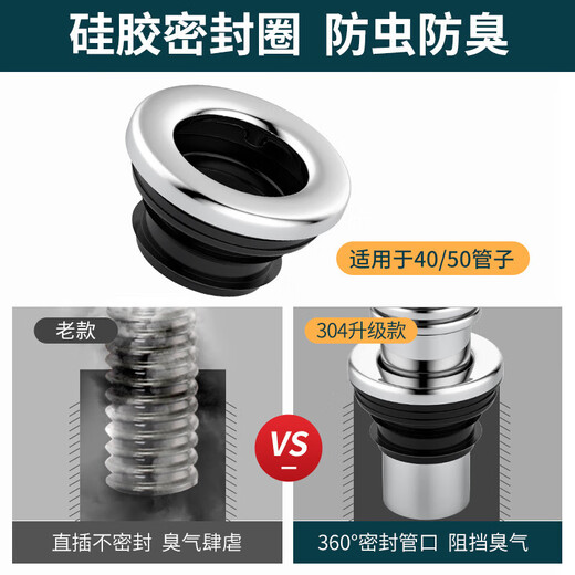 CLCEY路崎德国品质厨房洗菜盆下水管配件加厚不锈钢双槽洗碗池下水器排 套装11304双槽下水管-80CM+溢水