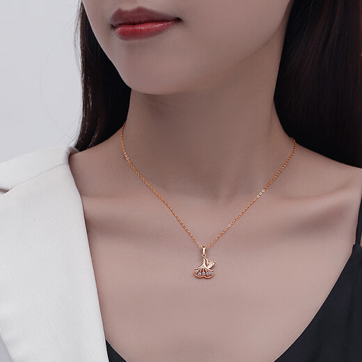 Wanlifu trois vies Lucky Sterling Silver S925 Collier incrusté de plante à feuilles de diamant chaîne de clavicule japonais et de niche sucré coréen D688 Rose Gold (chaîne transversale) 925 argent