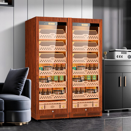 CIGARLOONG CL-120C1 Intelligent Constant Temperature and Humidity Cigar Cabinet Constant Temperature Red Wine Cabinet Negative Ion Ammonia Purifier WiFi Remote IoT Frequency Control Large Capacity Double-Door Cigar and Red Wine Double Cabinet Rosewood Grain Beech Naked Model WiFi + Purified Ammonia + Constant Temperature and Humidity