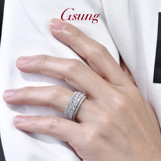 GsunG baby's breath ring platinum PT950 ring men's moissanite ring rotatable platinum ring solid ring priced by gram, contact customer service before bidding