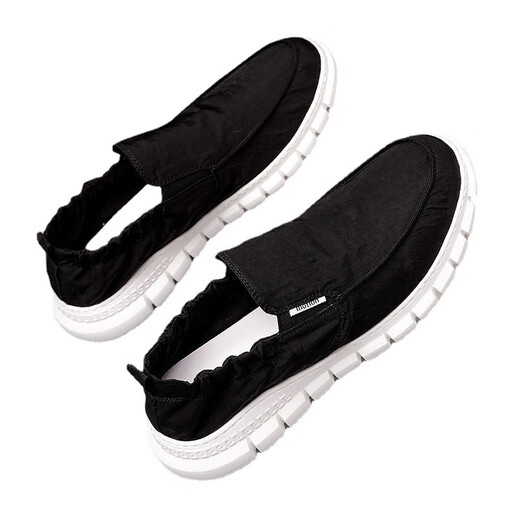 Chaussures en tissu Chaussures en toile pour hommes confortables, légères, résistantes à l'usure, non glissantes, imperméables, semelles molles Old Beijing un pied, paresseux noir 881 recommandé de prendre une taille plus grande 42