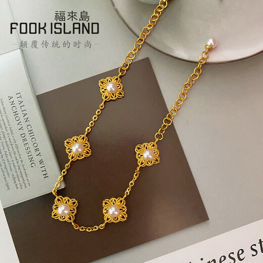 福来岛黄金手链星芒花丝珍珠手串足金999古法金黄金首饰计价 工费：693元 5.60克