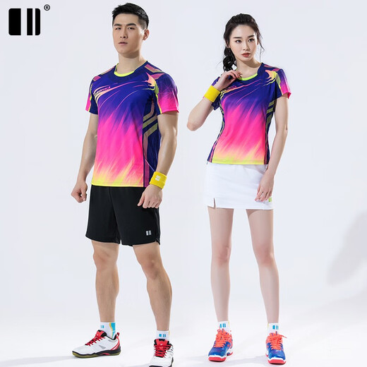 Odd and even size badminton sports suit summer new couple tennis suit short-sleeved jersey table tennis suit group purchase men's blue short-sleeved suit C11836+12241 XXL