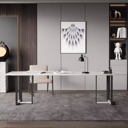 Italian light luxury slate desk marble long table slate modern minimalist art reception home computer table Pandora bright 120*60cm single table