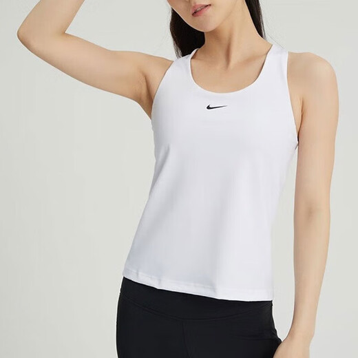 耐克（NIKE）背心女装夏季新款时尚小勾子健身瑜伽训练运动服透气休闲无袖T恤 DV9898-100自带胸垫 不移位 XL