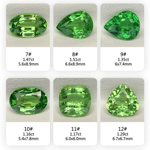 Blue Xianghe 7 tsavorite green apple green mint green bare stone water drop cushion-shaped ring surface gemstone 18k gold men and women ring pendant 2.43 carats 1#