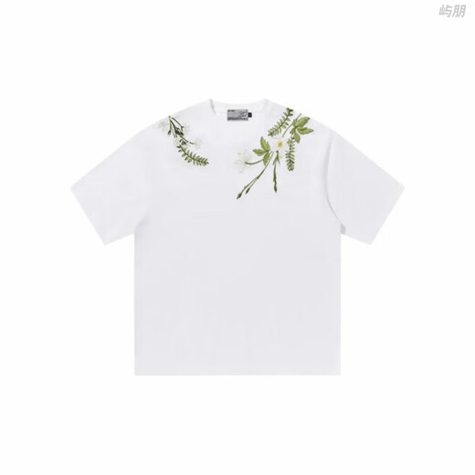 斯睿霖HARSH AND CRUEL美式字母植物花卉圆领重磅短袖T恤男女夏季 S1049#白色 L