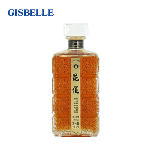 吉斯波尔国产威士忌昆道单一麦芽东方果香雕堡圣堡桶无焦糖色43度洋酒礼盒 昆道700ml*1瓶