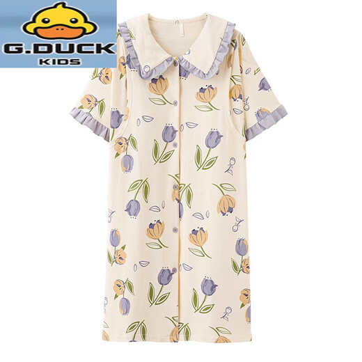 G.Duckkids kleine gelbe Enten-Sensen-Nachthemd mit Brustpad reine Baumwolle schwangere Frauen stillen Pyjamas Sommer dünn nach der Geburt großer Begrenzungsanzug Am11981 m